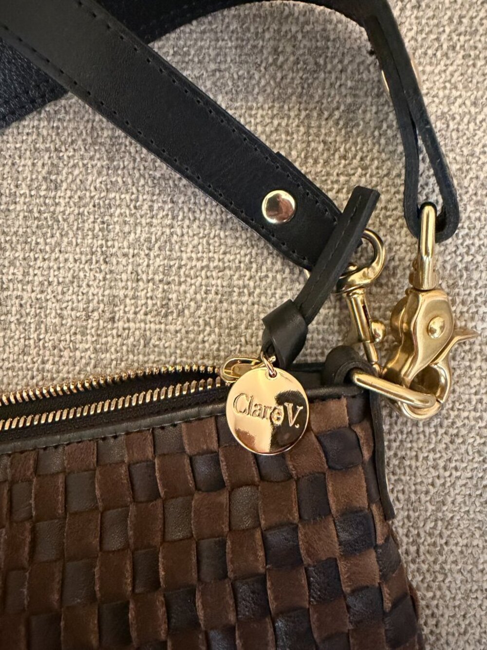 Clare V Moyen Messenger - Brown & Black - Picture 3 of 4